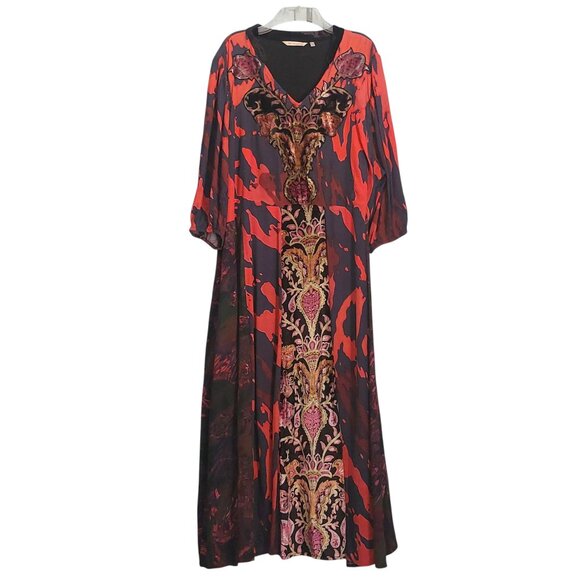SOFT SURROUNDINGS Maxi Dress 22W Velvet Trim Boho Chic V Neck Lined "Epiphany" - Picture 7 of 14